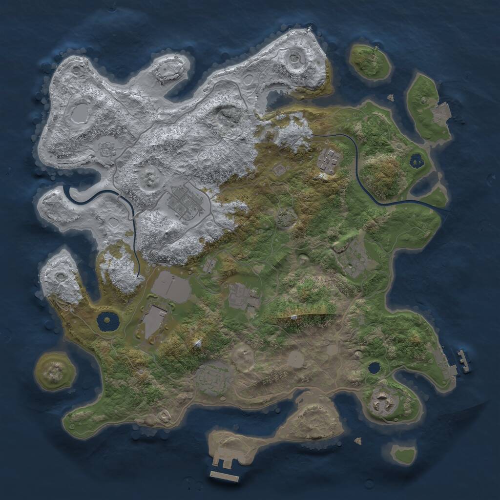 Rust Map: Procedural Map, Size: 3500, Seed: 3414424, 13 Monuments