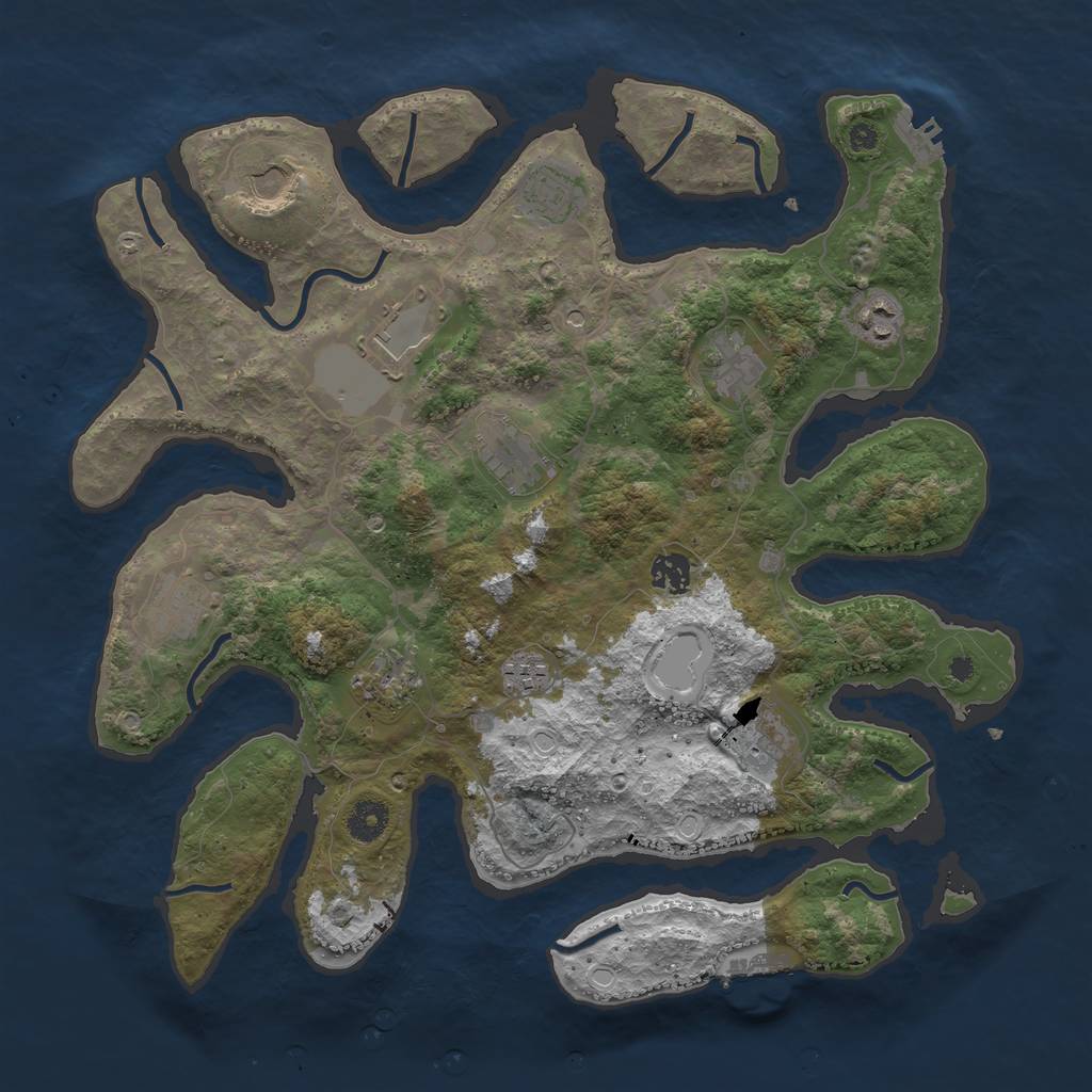 Rust Map: Procedural Map, Size: 3950, Seed: 1377438752, 22 Monuments