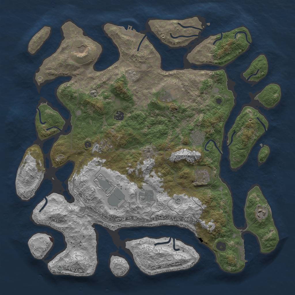 Rust Map: Procedural Map, Size: 4500, Seed: 204646687, 21 Monuments