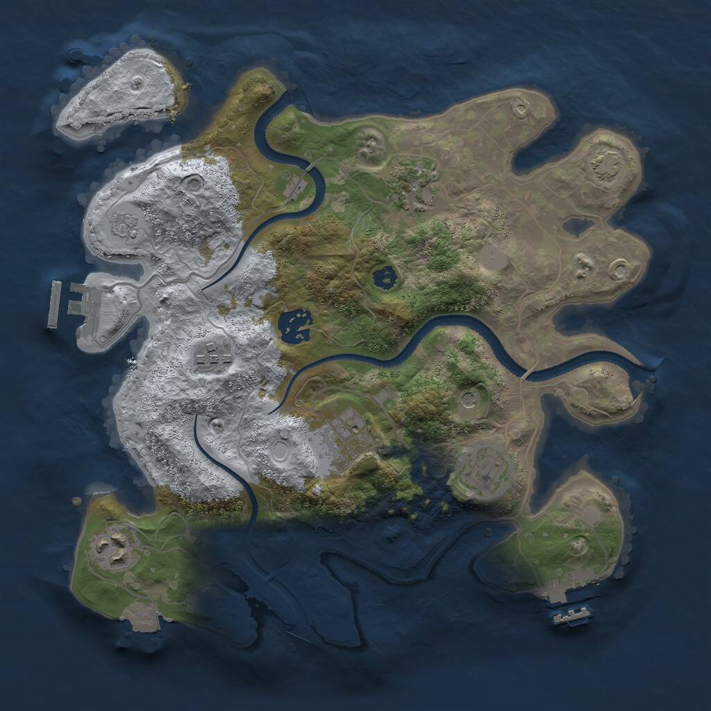 Rust Map: Procedural Map, Size: 3000, Seed: 841606169, 12 Monuments
