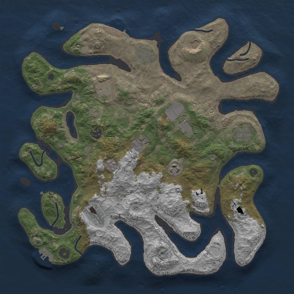 Rust Map: Procedural Map, Size: 4000, Seed: 98742, 21 Monuments