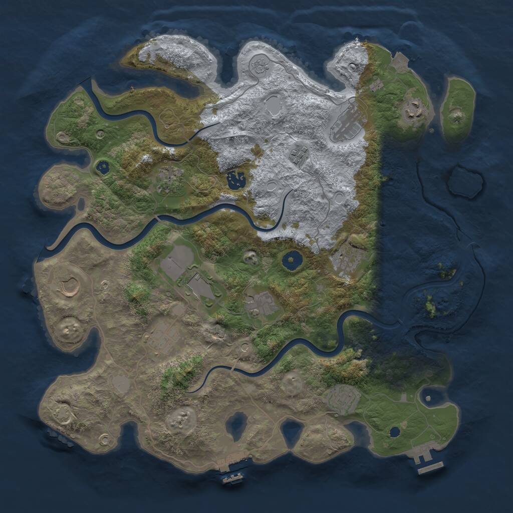 Rust Map: Procedural Map, Size: 3950, Seed: 303317776, 17 Monuments