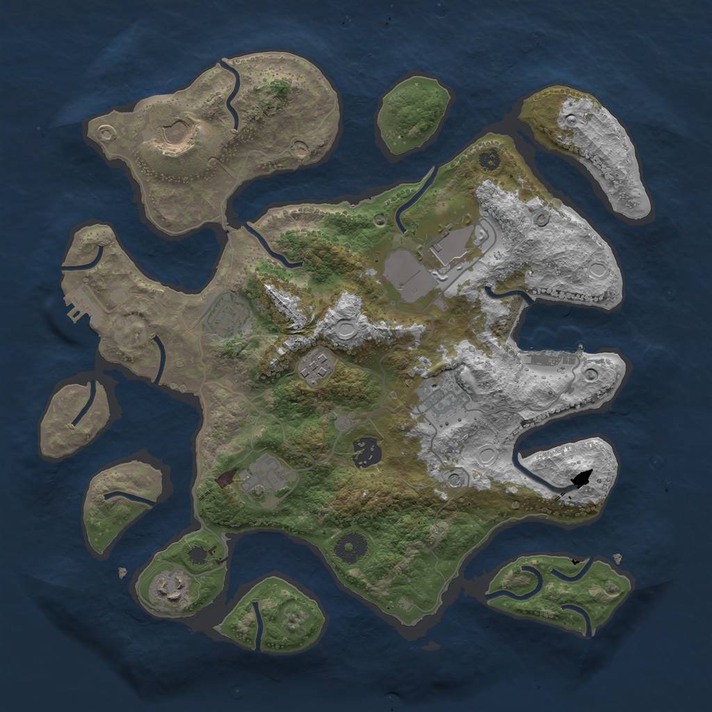 Rust Map: Procedural Map, Size: 3500, Seed: 9621, 19 Monuments