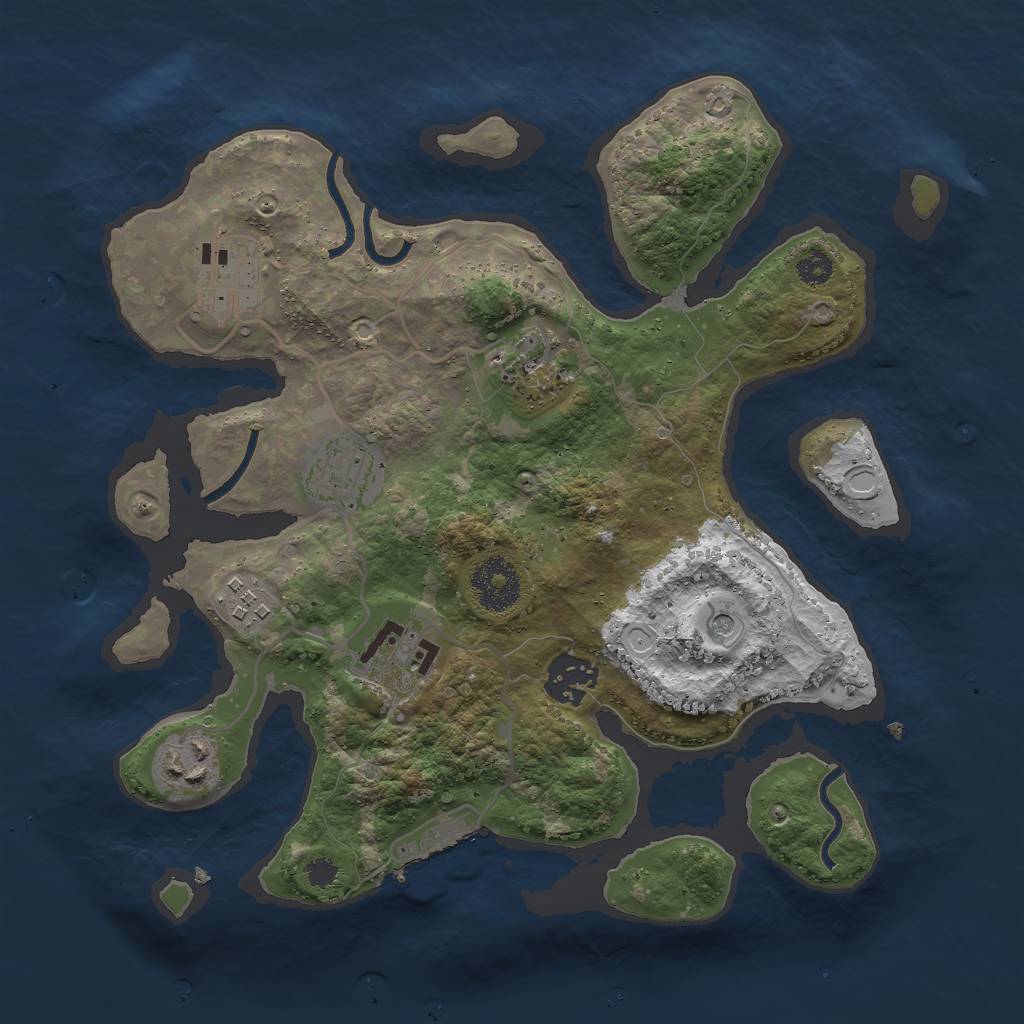 Rust Map: Procedural Map, Size: 3000, Seed: 1970434042, 17 Monuments