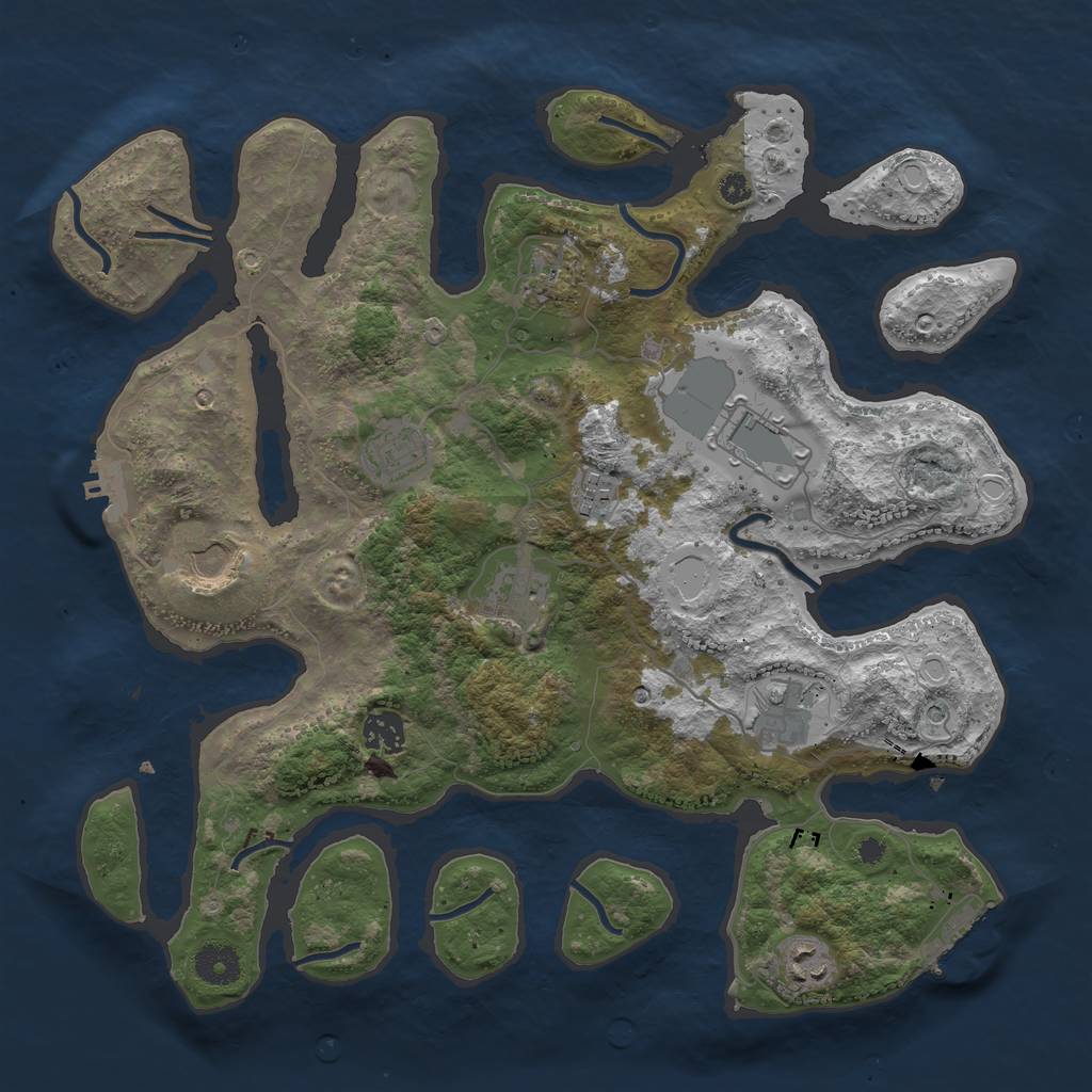 Rust Map: Procedural Map, Size: 3750, Seed: 2126916841, 20 Monuments