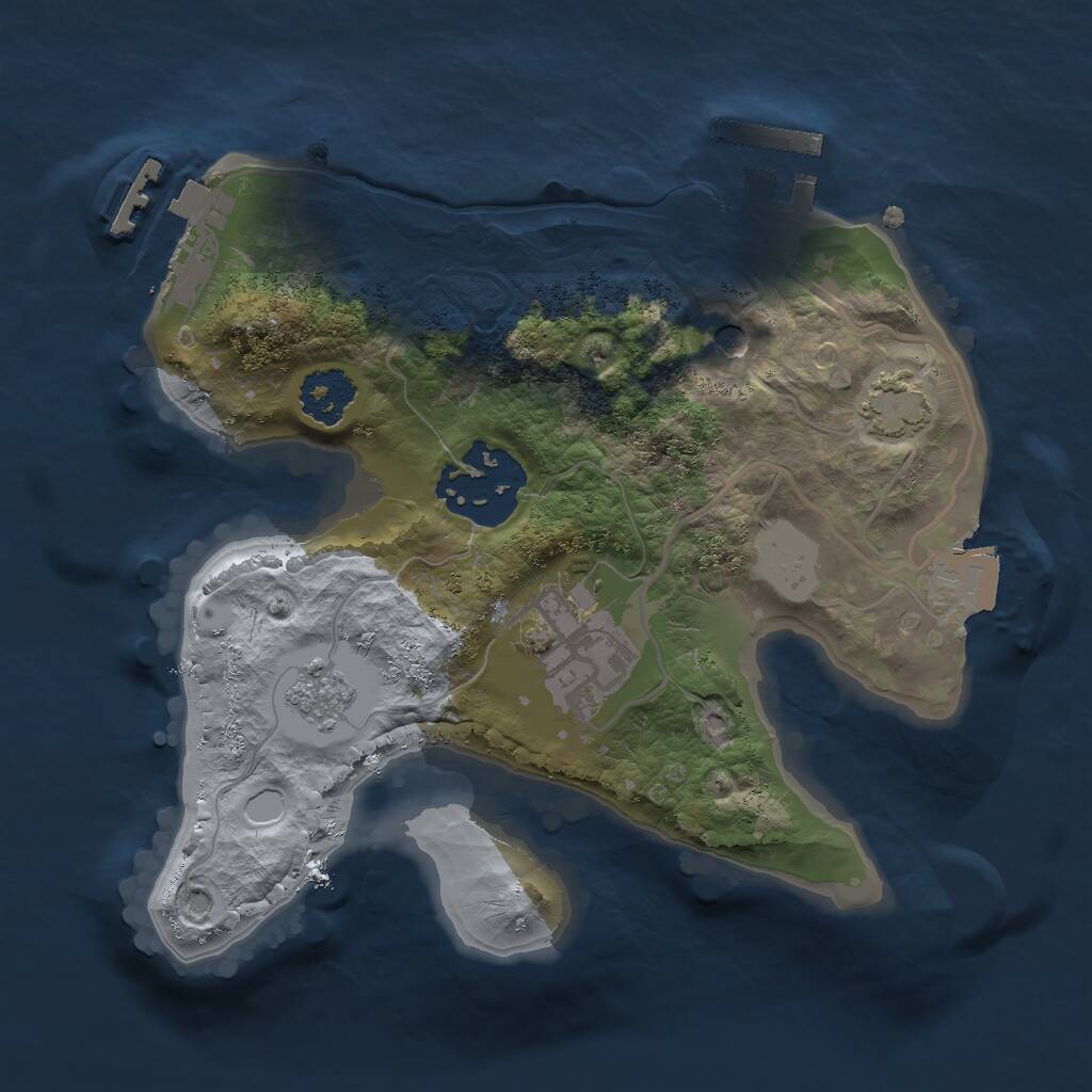 Rust Map: Procedural Map, Size: 2000, Seed: 1292332414, 8 Monuments