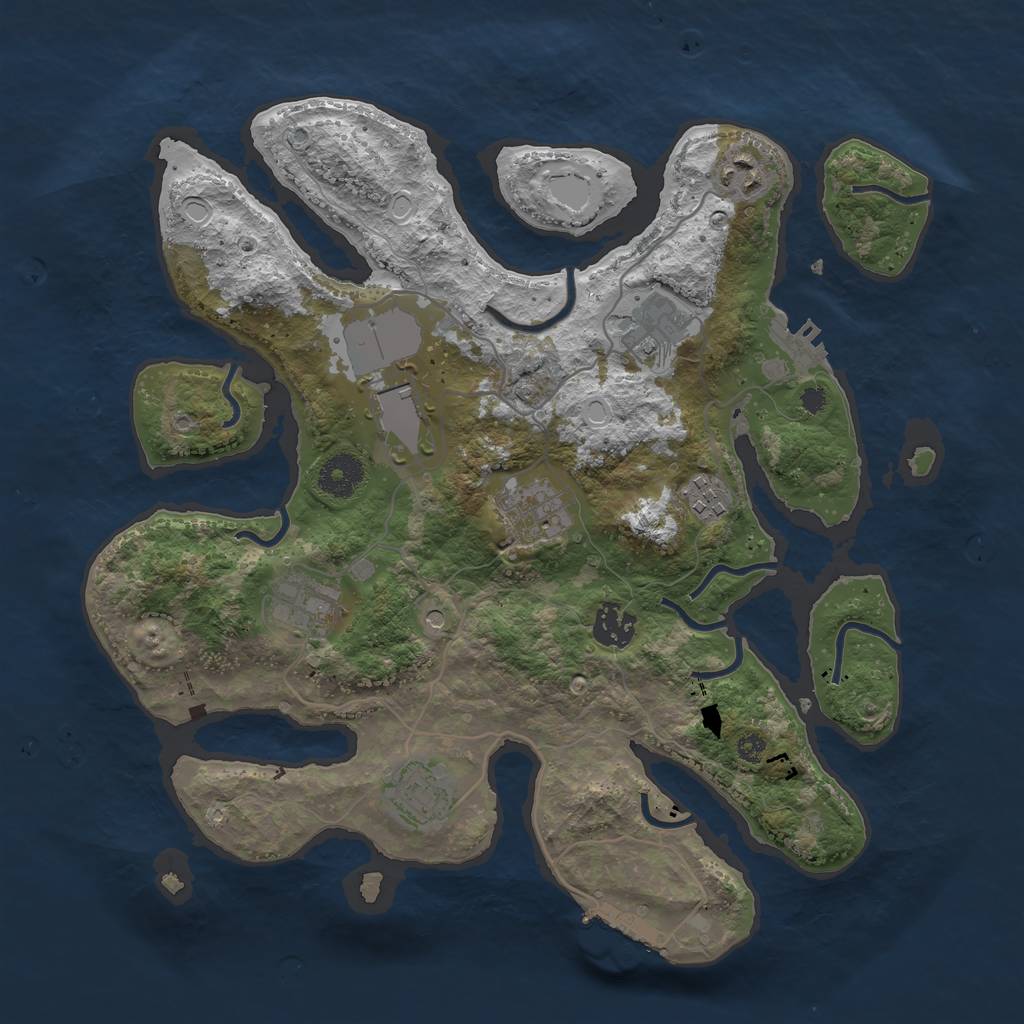 Rust Map: Procedural Map, Size: 3500, Seed: 755877411, 19 Monuments