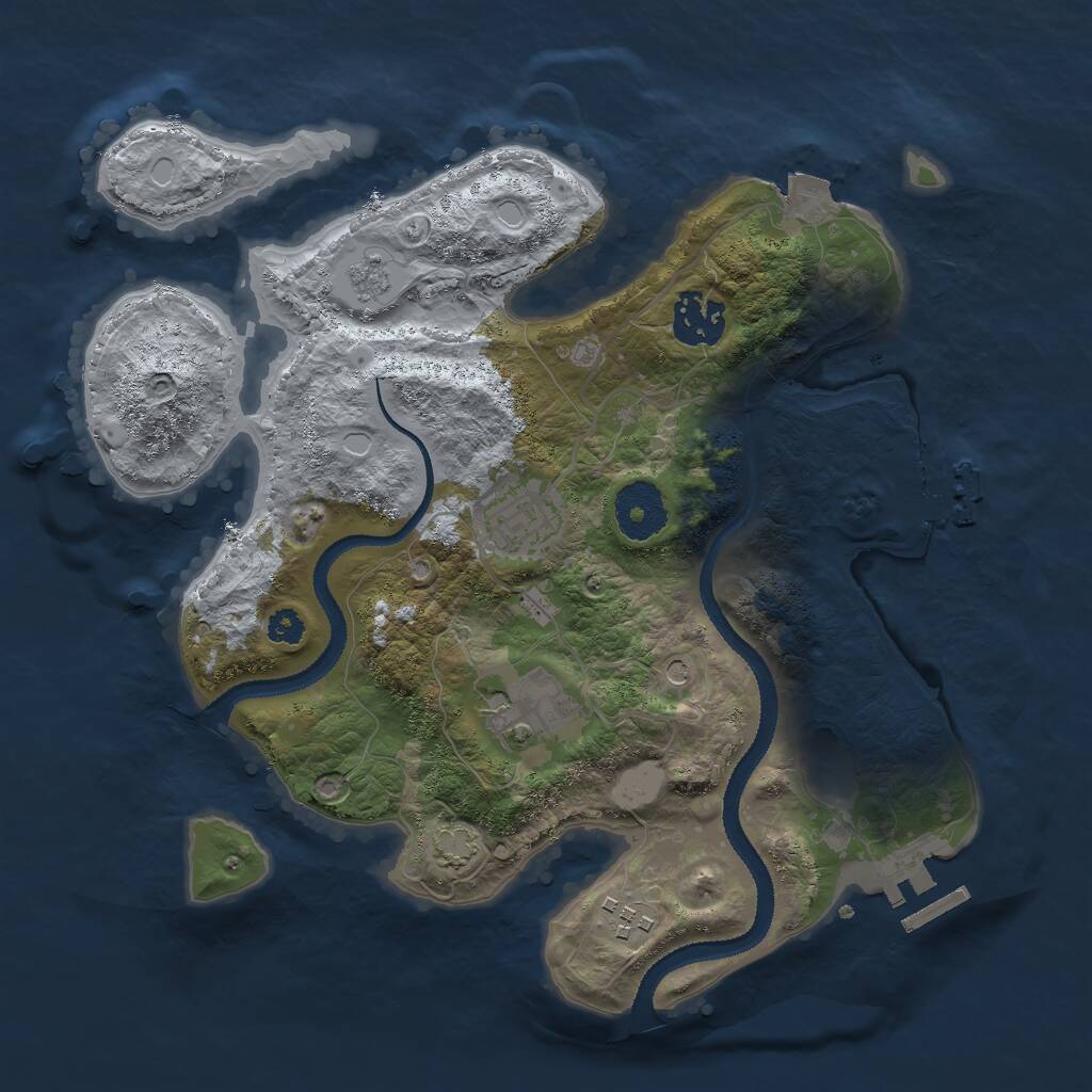 Rust Map: Procedural Map, Size: 3000, Seed: 2422127, 10 Monuments
