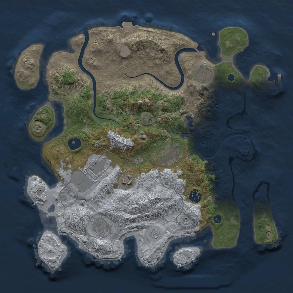 Rust Map: Procedural Map, Size: 3500, Seed: 1718912043, 12 Monuments