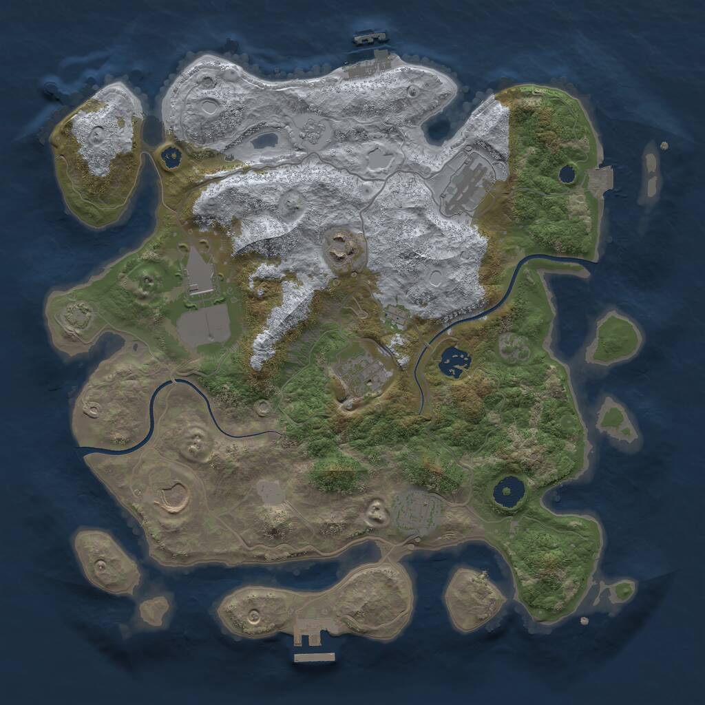 Rust Map: Procedural Map, Size: 3500, Seed: 117296269, 12 Monuments