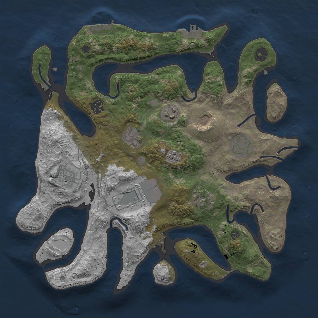 Rust Map: Procedural Map, Size: 3500, Seed: 947564284, 20 Monuments