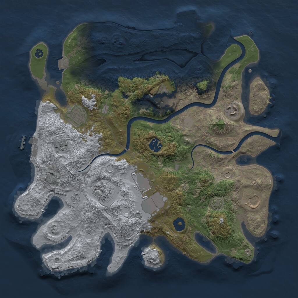 Rust Map: Procedural Map, Size: 3500, Seed: 947564284, 14 Monuments