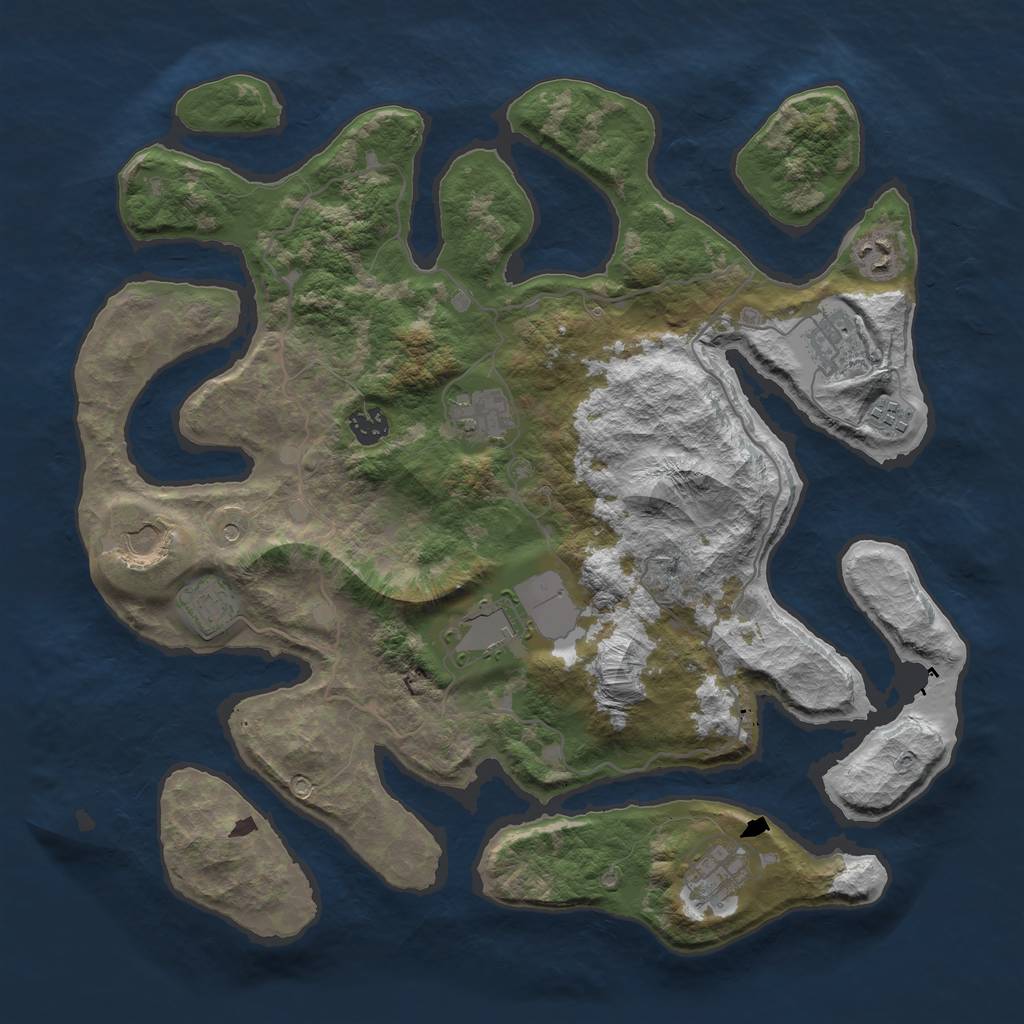 Rust Map: Barren, Size: 4000, Seed: 40500110, 12 Monuments