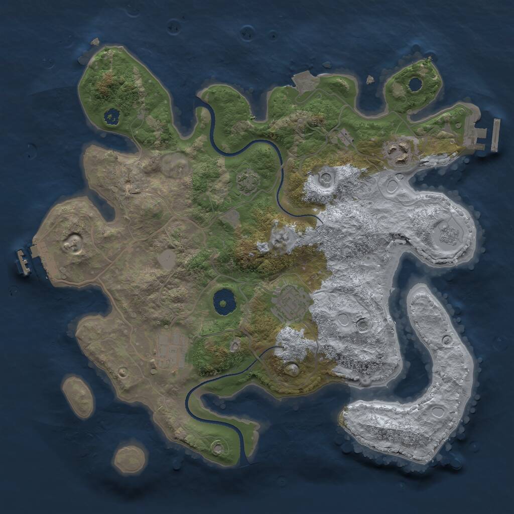 Rust Map: Procedural Map, Size: 3150, Seed: 6423, 9 Monuments