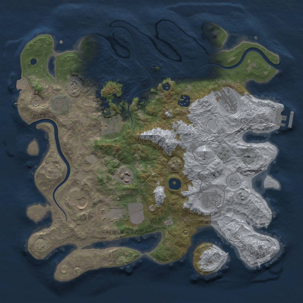 Rust Map: Procedural Map, Size: 3700, Seed: 1234563869, 14 Monuments
