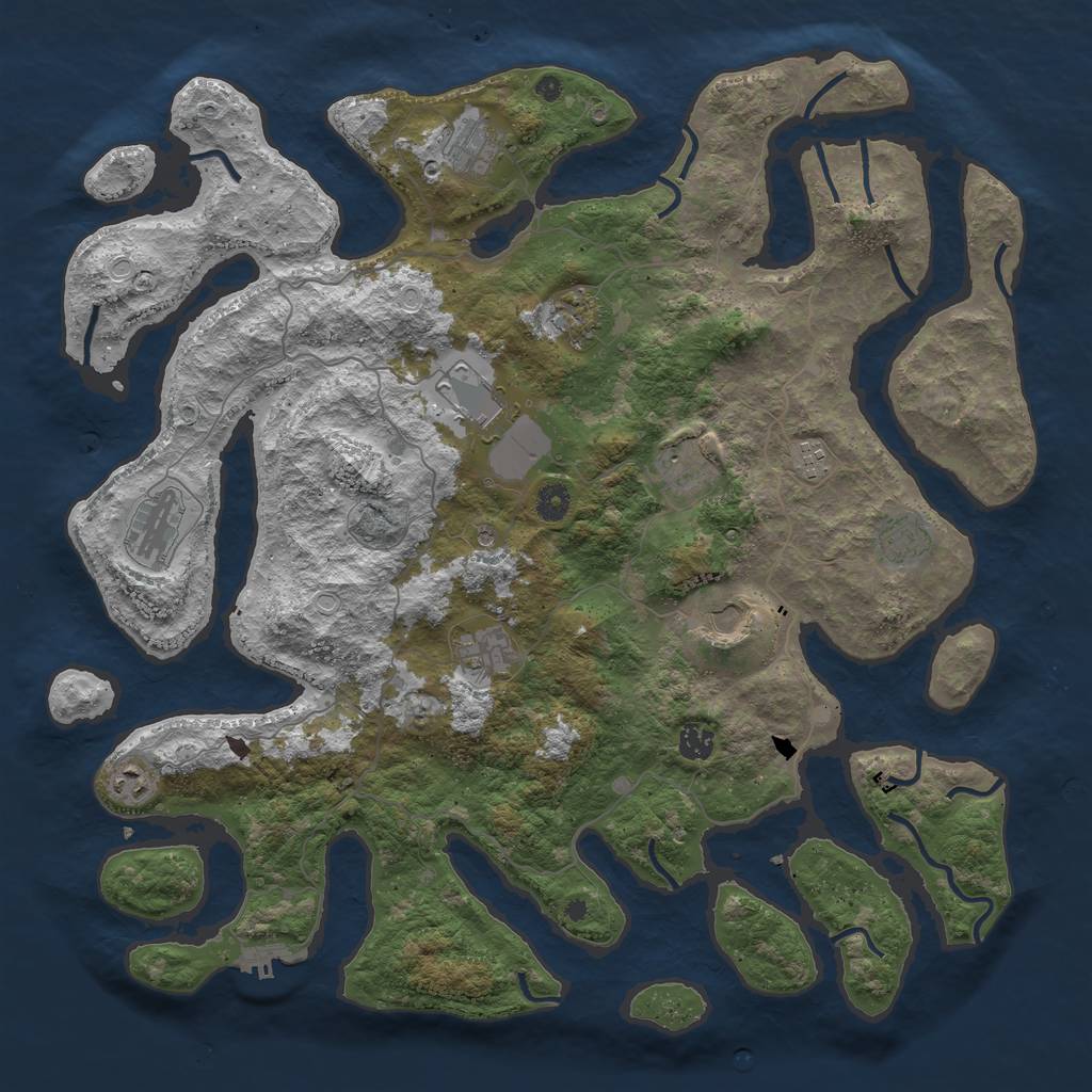 Rust Map: Procedural Map, Size: 4500, Seed: 1861180675, 21 Monuments