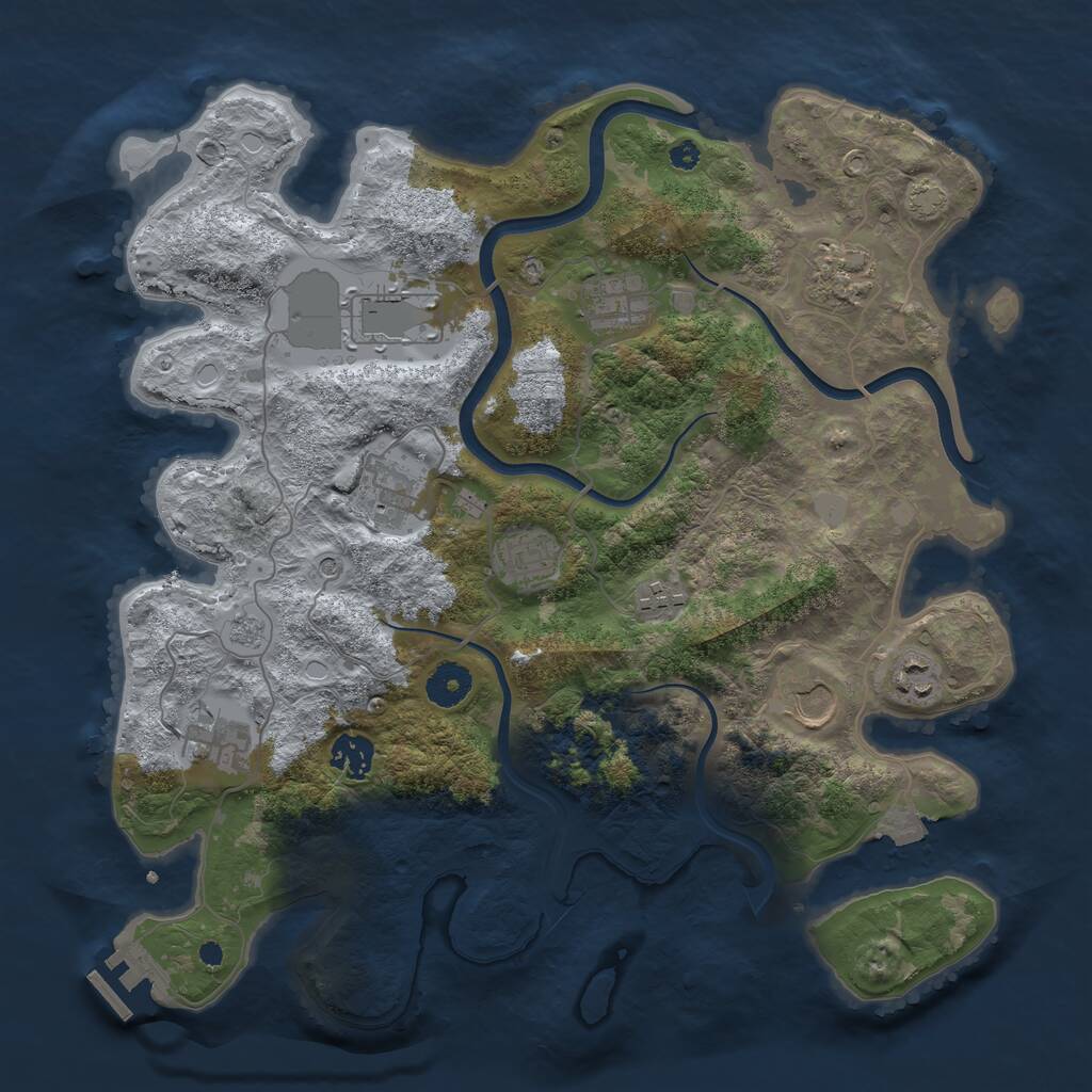 Rust Map: Procedural Map, Size: 3700, Seed: 1834228166, 15 Monuments