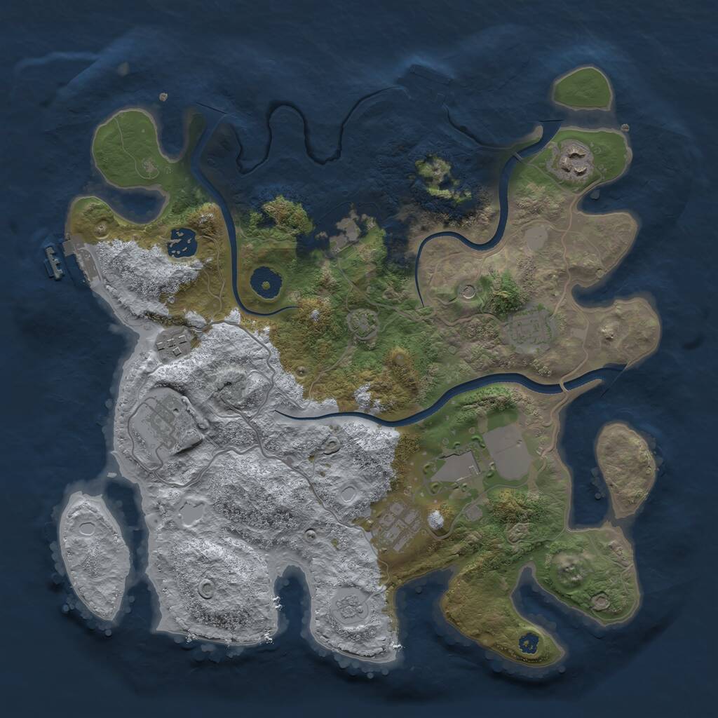 Rust Map: Procedural Map, Size: 3500, Seed: 2224445, 14 Monuments