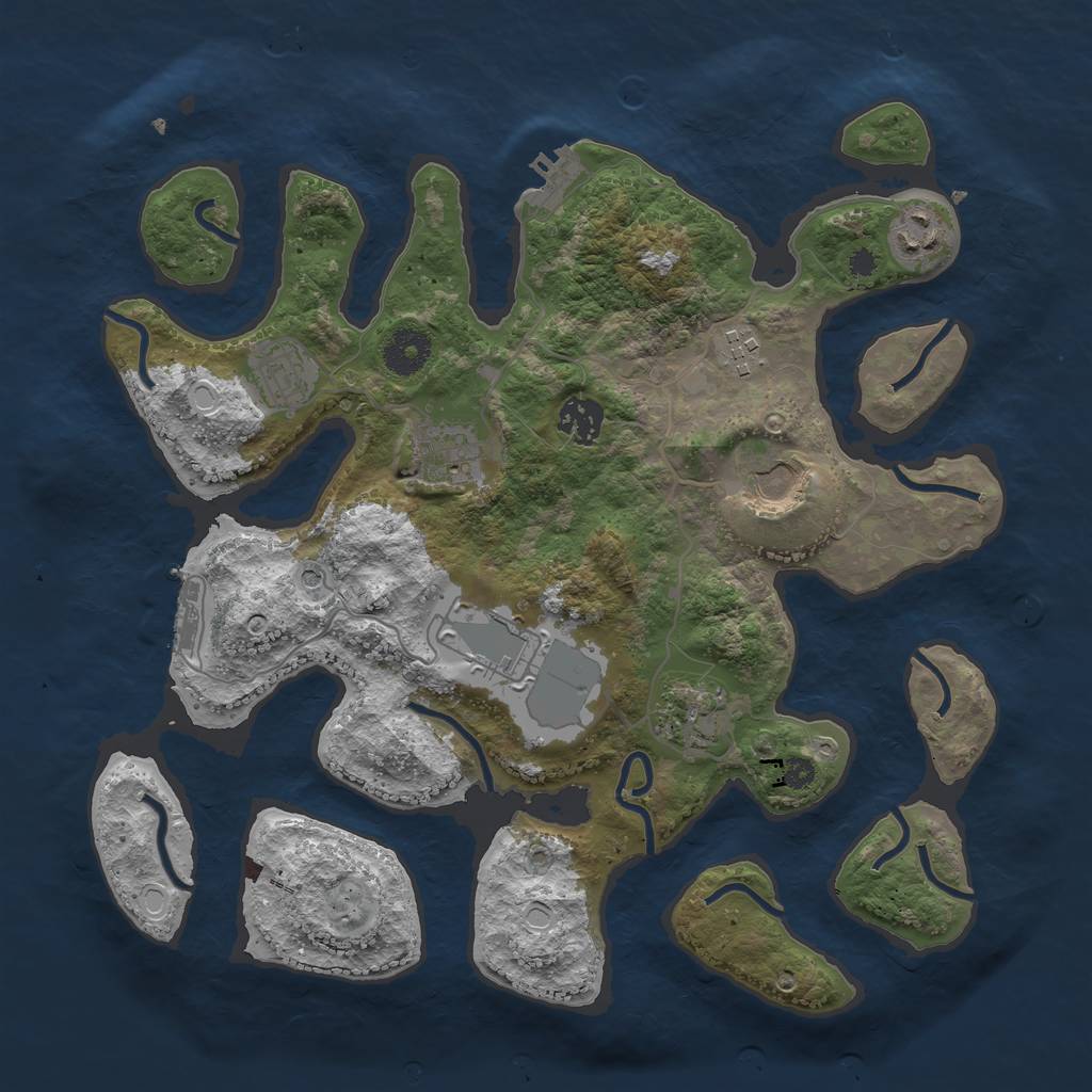 Rust Map: Procedural Map, Size: 3500, Seed: 2224445, 19 Monuments