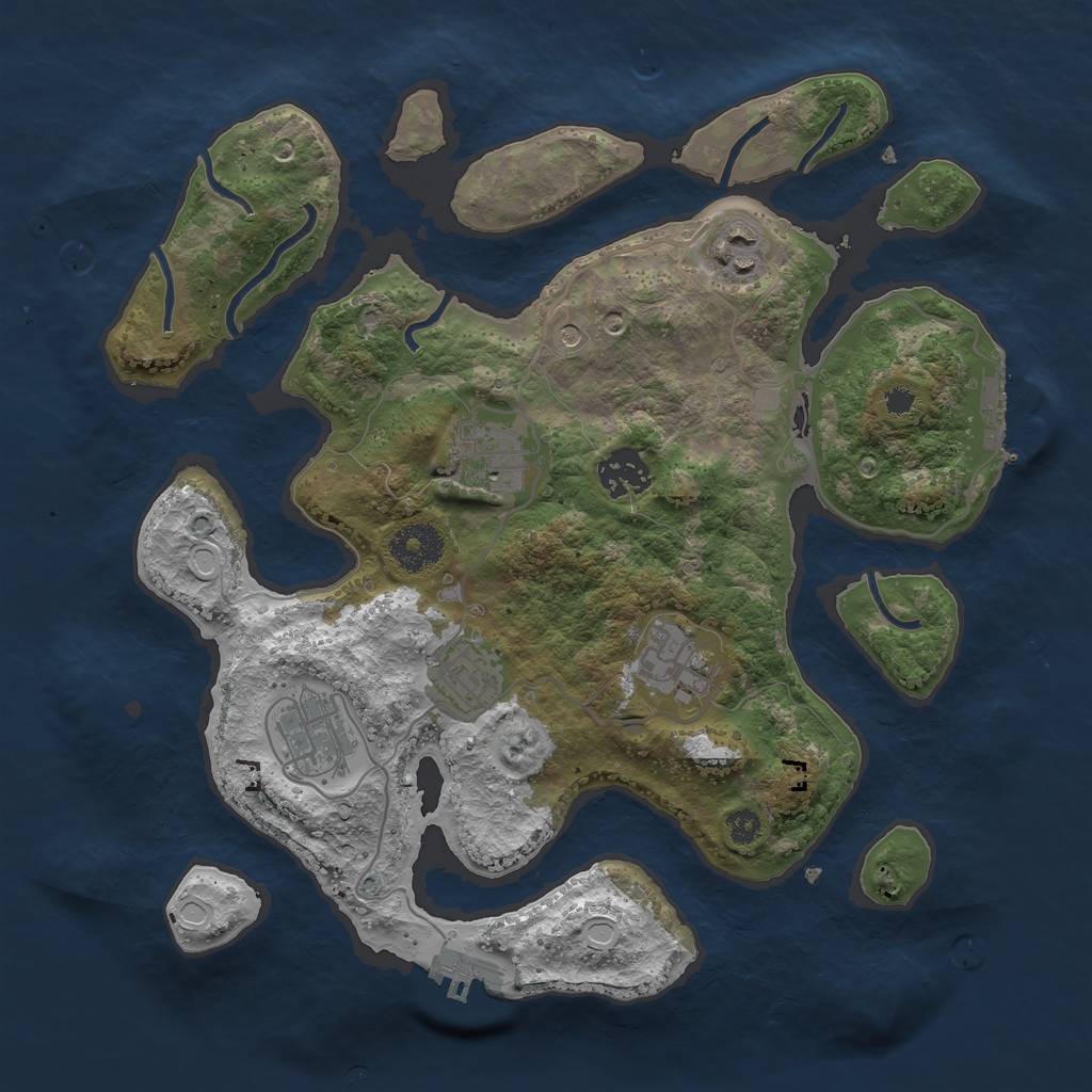 Rust Map: Procedural Map, Size: 3250, Seed: 79681024, 17 Monuments