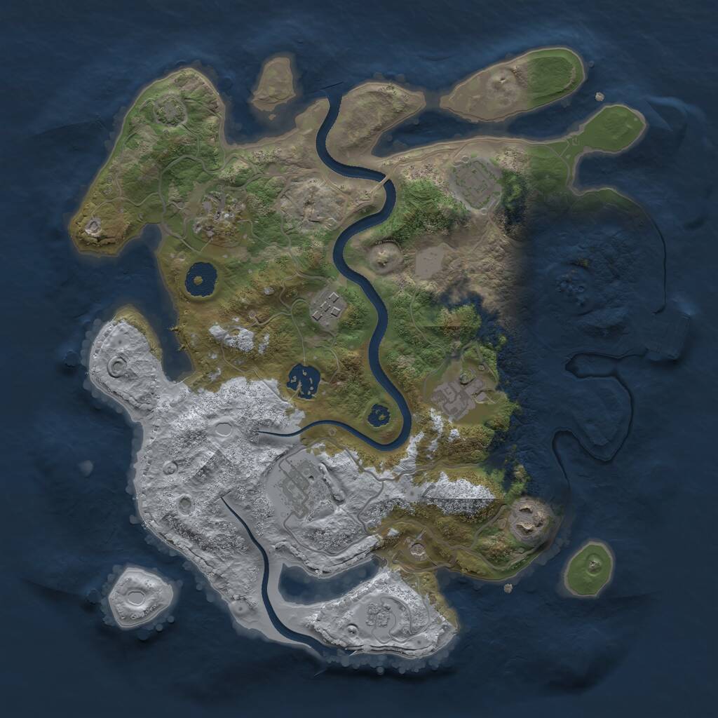 Rust Map: Procedural Map, Size: 3250, Seed: 79681024, 12 Monuments