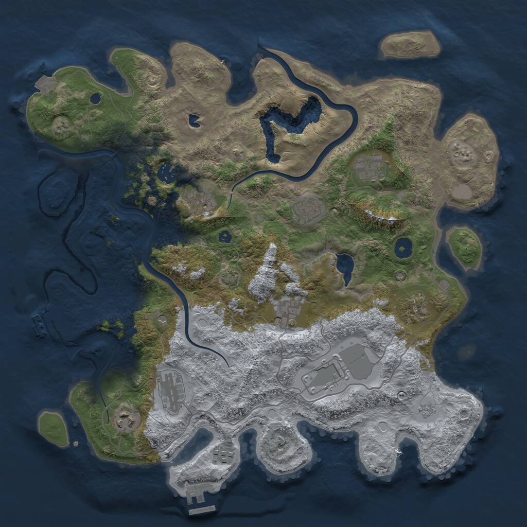 Rust Map: Procedural Map, Size: 4000, Seed: 516968, 16 Monuments