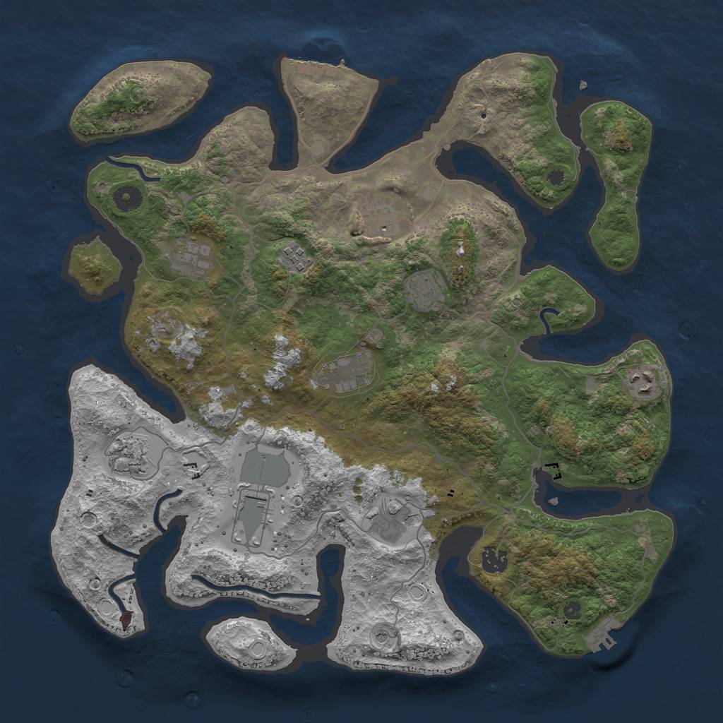 Rust Map: Procedural Map, Size: 4000, Seed: 255016, 21 Monuments