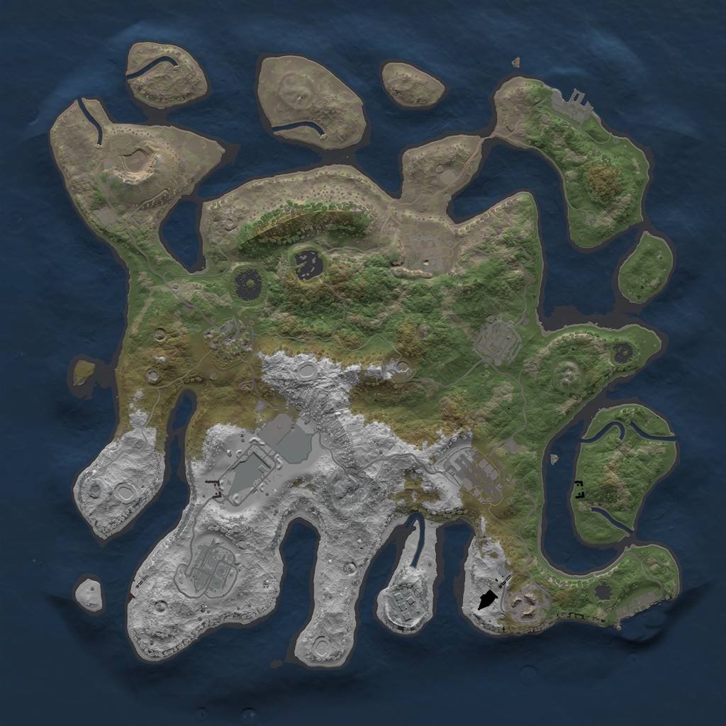 Rust Map: Procedural Map, Size: 3700, Seed: 68794657, 21 Monuments