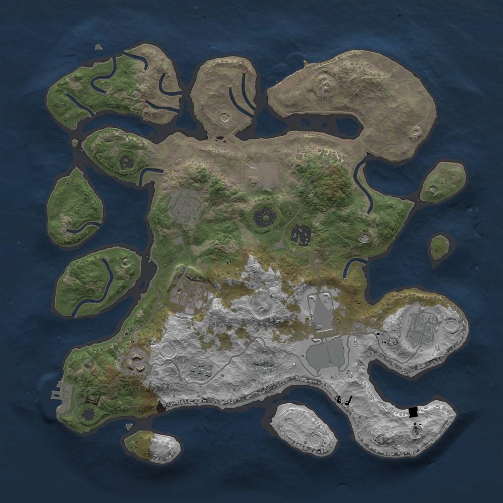 Rust Map: Procedural Map, Size: 3500, Seed: 1308202102, 19 Monuments