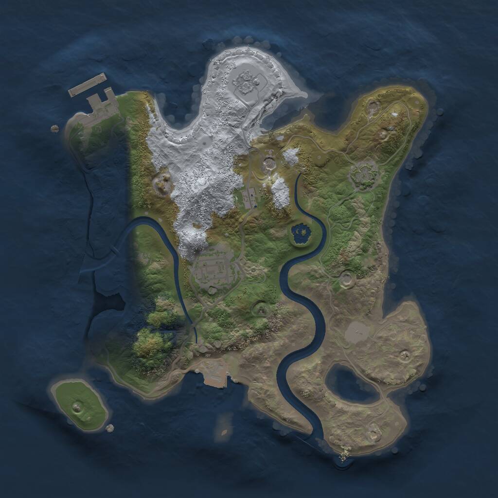 Rust Map: Procedural Map, Size: 2500, Seed: 382592749, 6 Monuments