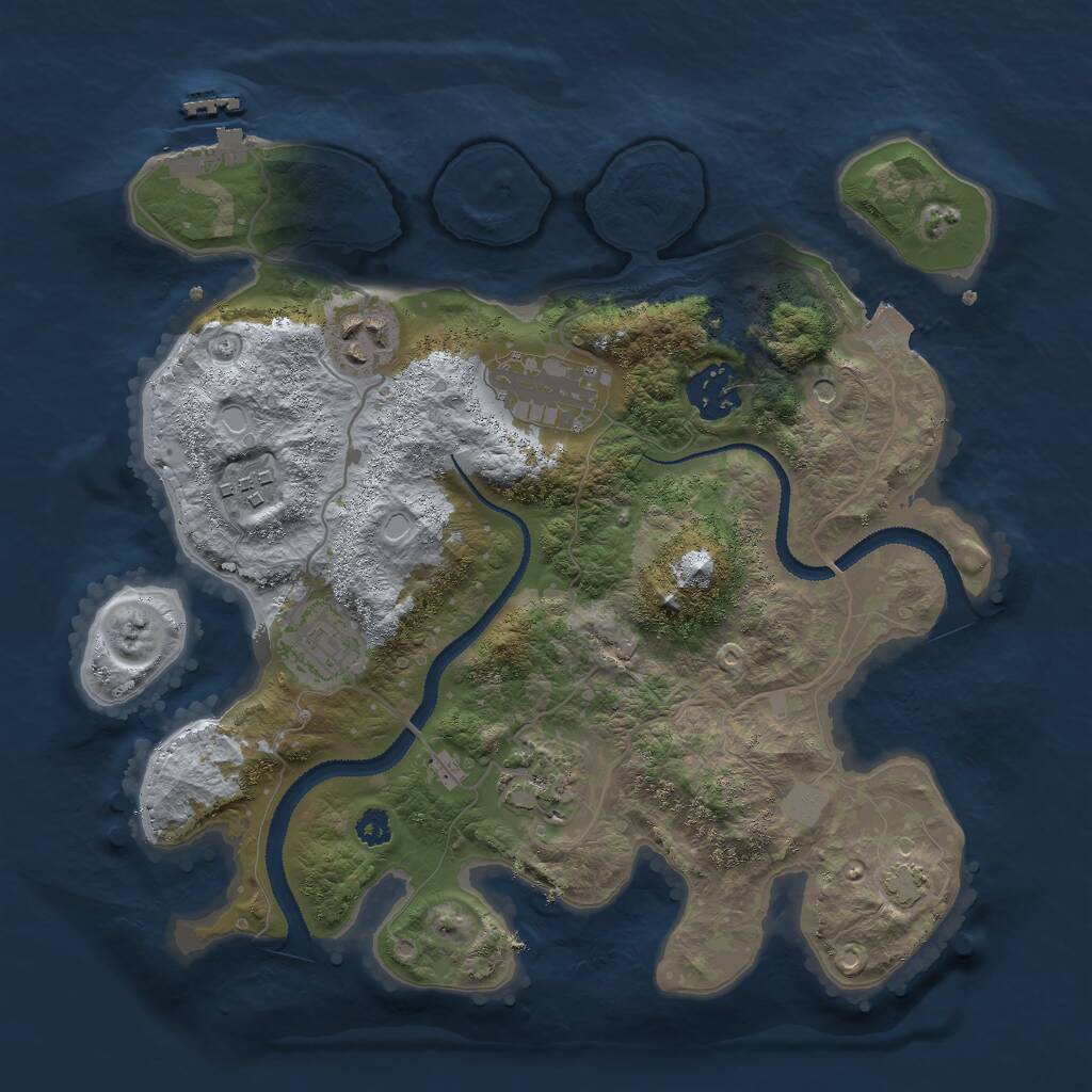 Rust Map: Procedural Map, Size: 3000, Seed: 6837, 10 Monuments