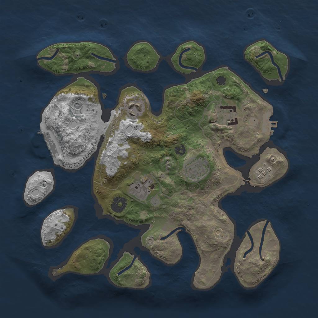 Rust Map: Procedural Map, Size: 3000, Seed: 6837, 16 Monuments