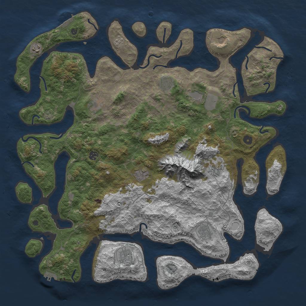 Rust Map: Procedural Map, Size: 5000, Seed: 1940491141, 22 Monuments