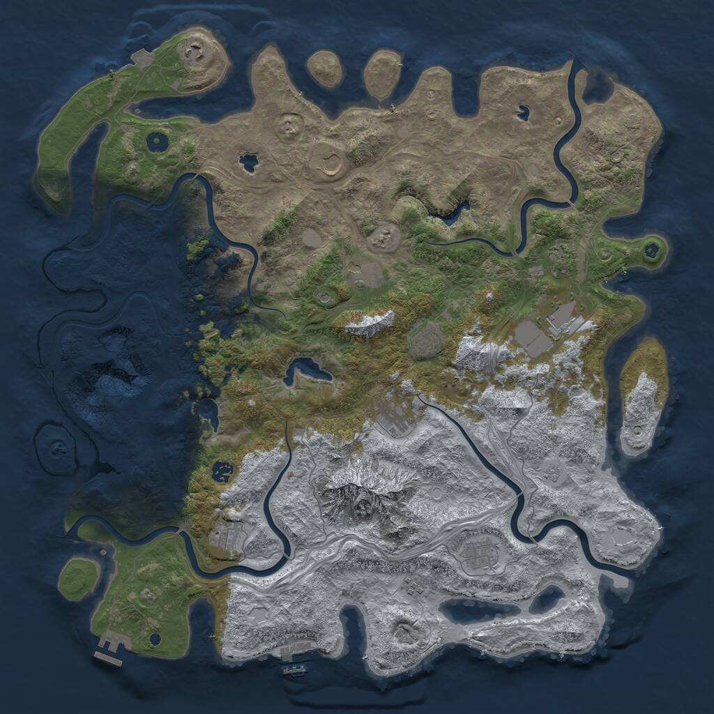 Rust Map: Procedural Map, Size: 5000, Seed: 1940491141, 17 Monuments