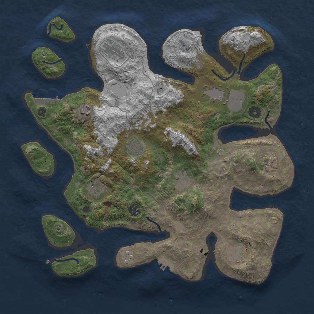 Rust Map: Procedural Map, Size: 3850, Seed: 1899584751, 21 Monuments