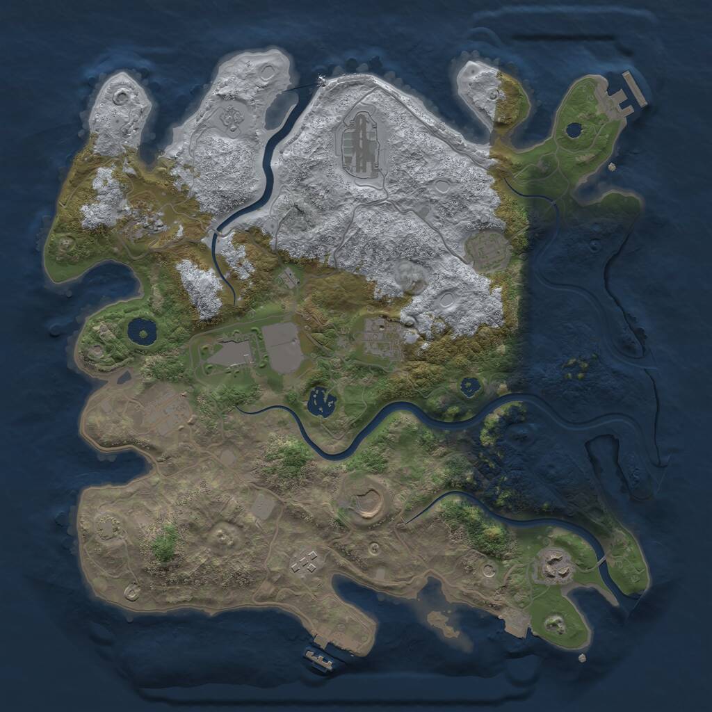 Rust Map: Procedural Map, Size: 3700, Seed: 120674940, 16 Monuments