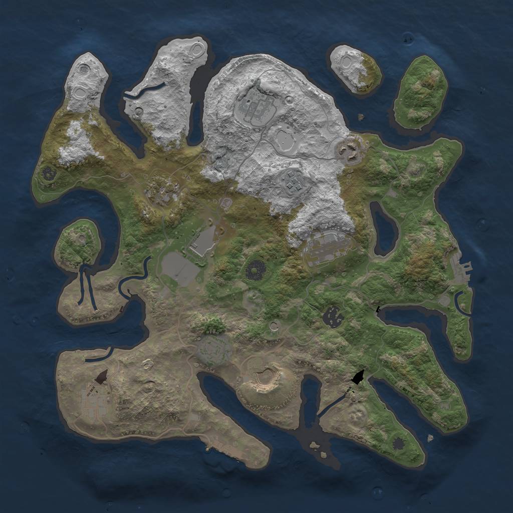 Rust Map: Procedural Map, Size: 3700, Seed: 120674940, 21 Monuments