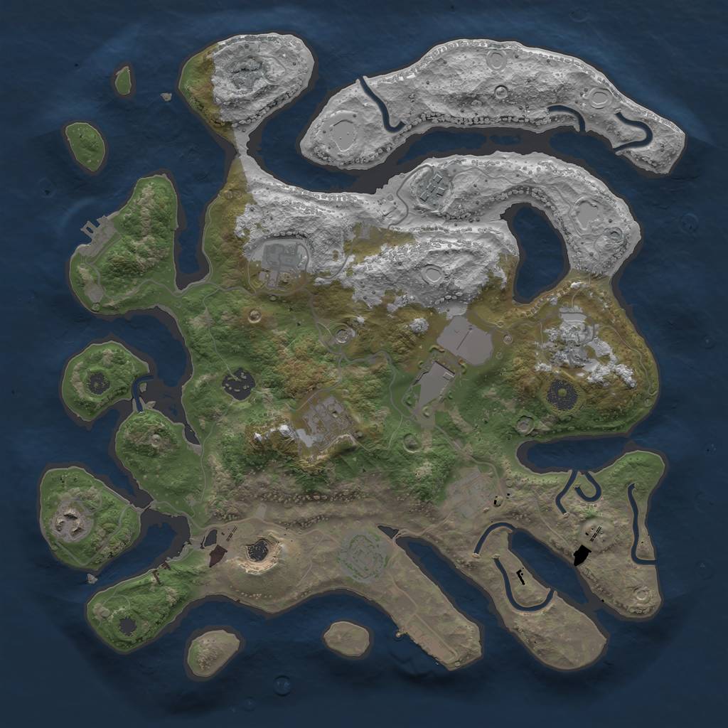 Rust Map: Procedural Map, Size: 3600, Seed: 268991614, 21 Monuments