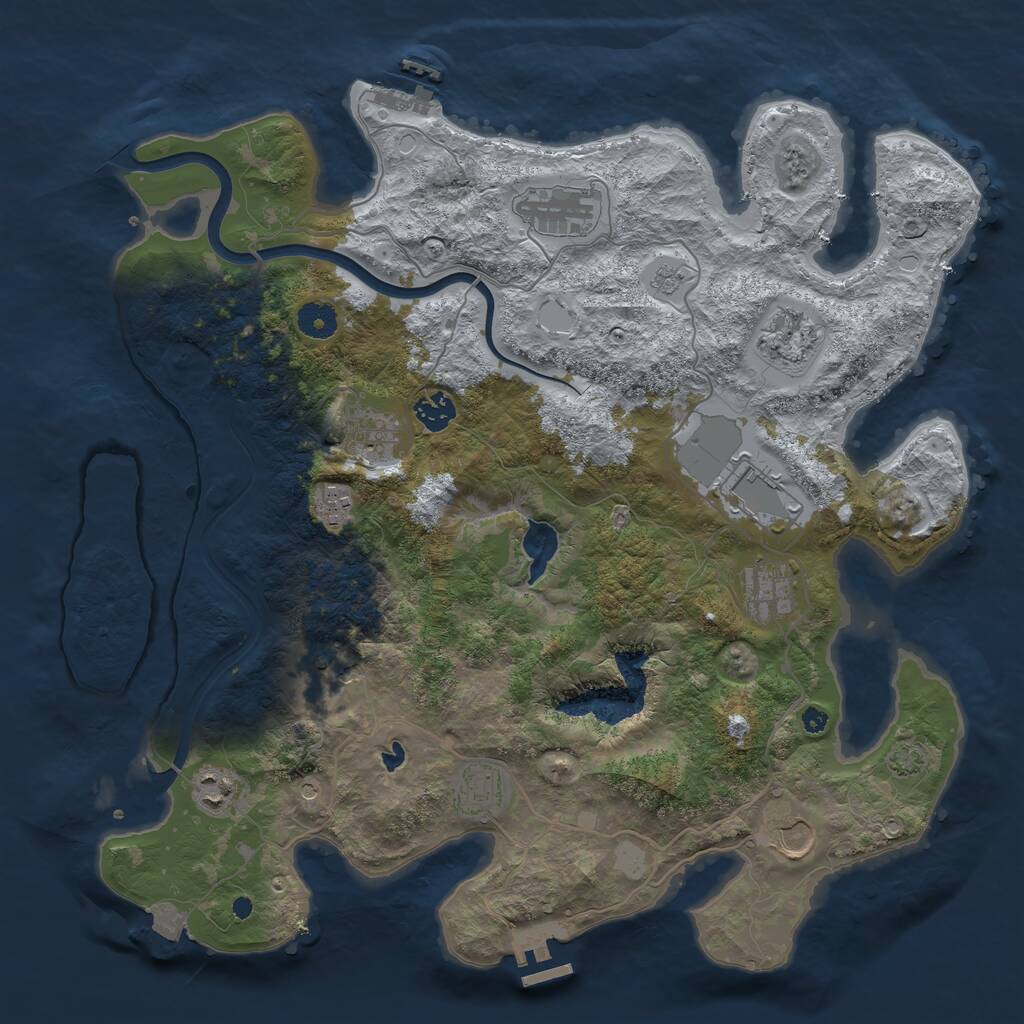 Rust Map: Procedural Map, Size: 4000, Seed: 615, 17 Monuments