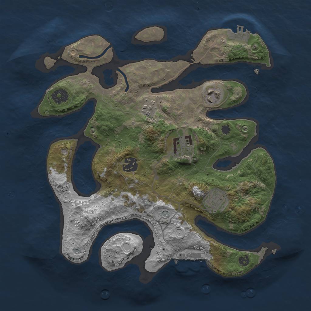 Rust Map: Procedural Map, Size: 3000, Seed: 13353610, 16 Monuments