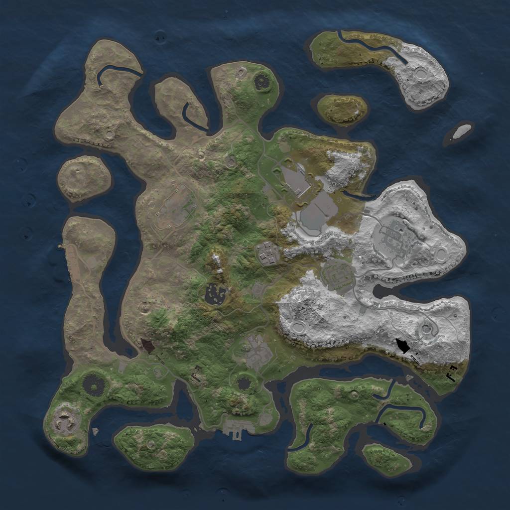 Rust Map: Procedural Map, Size: 3500, Seed: 1656801600, 16 Monuments