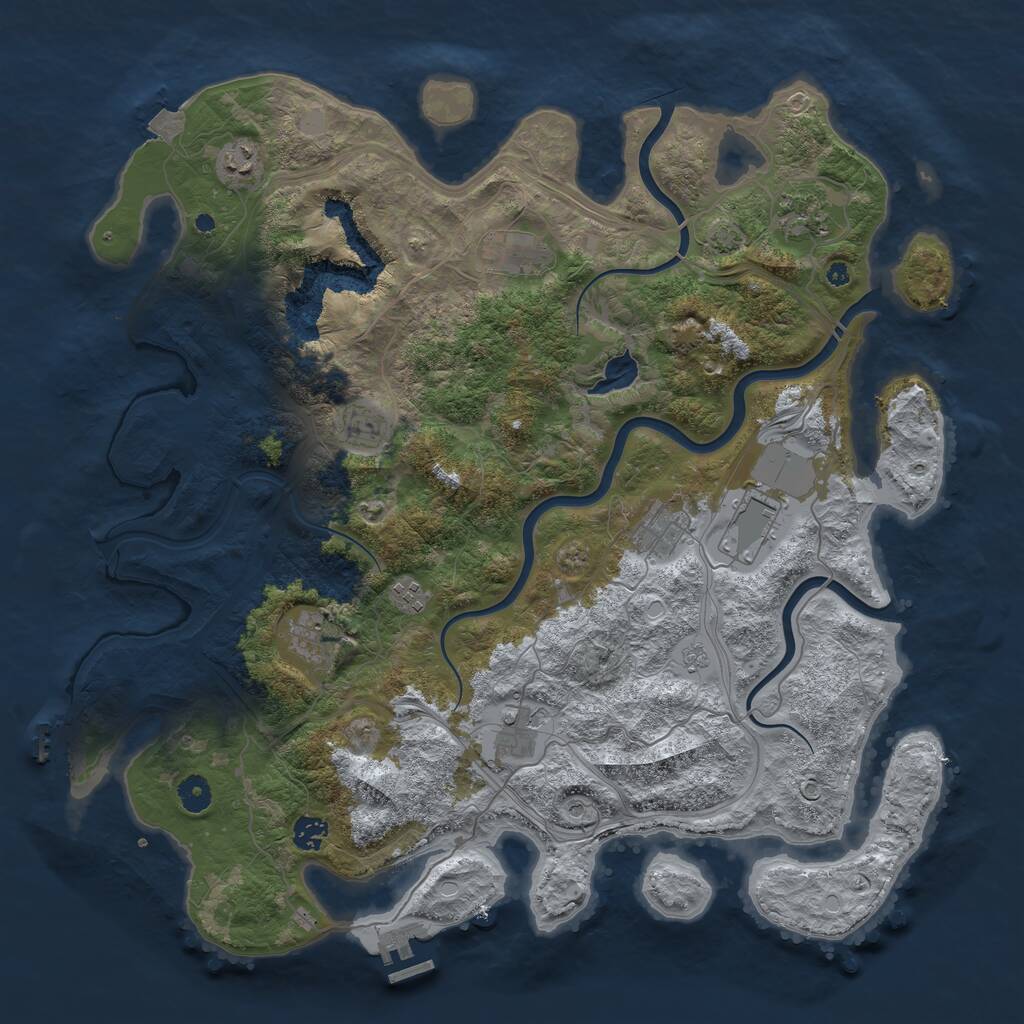 Rust Map: Procedural Map, Size: 4400, Seed: 13, 16 Monuments