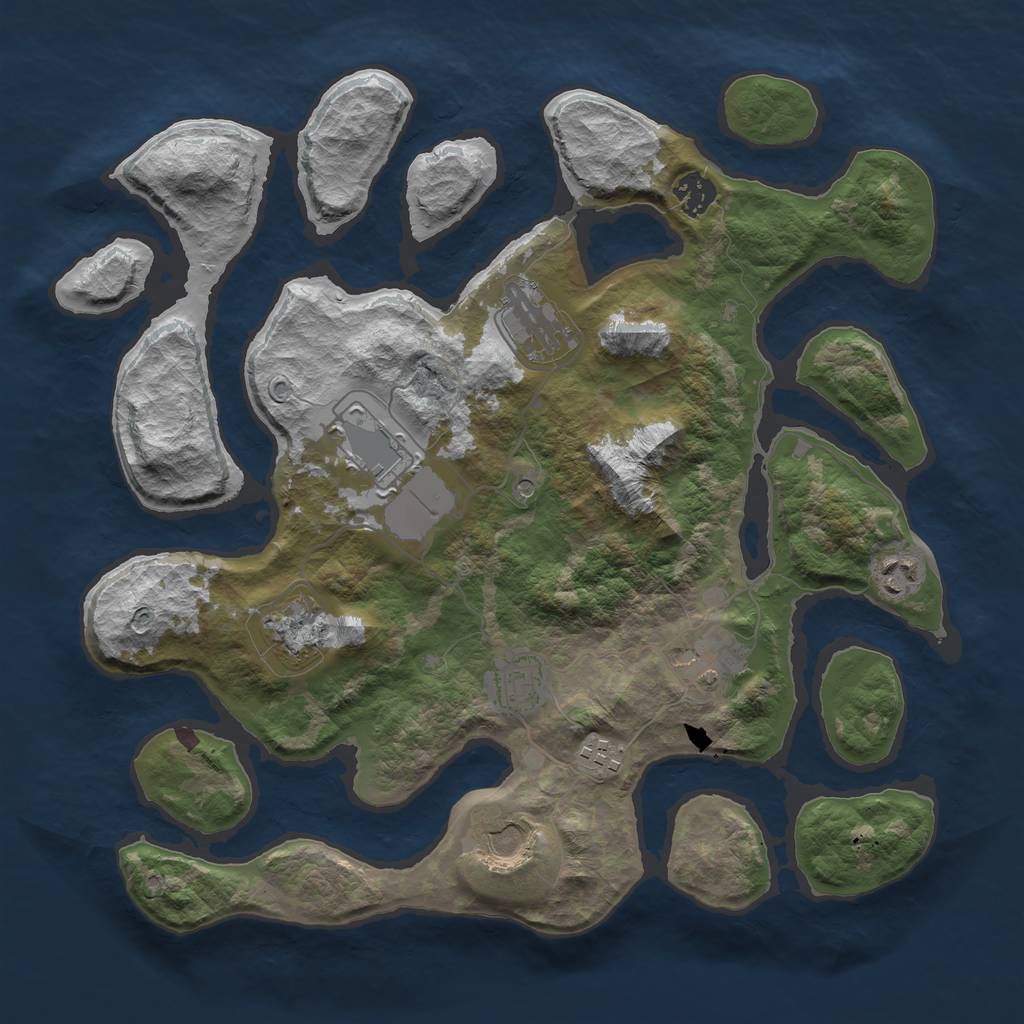 Rust Map: Barren, Size: 3700, Seed: 222706879, 12 Monuments