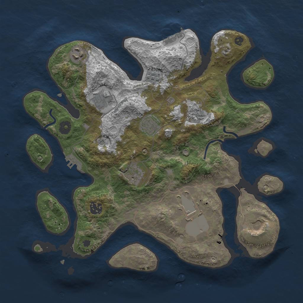 Rust Map: Procedural Map, Size: 3500, Seed: 12455, 20 Monuments