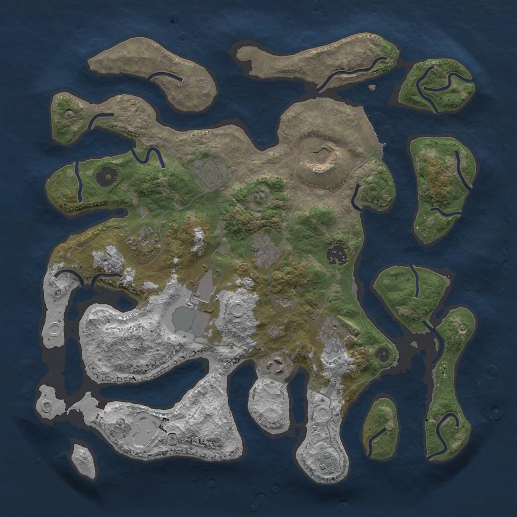 Rust Map: Procedural Map, Size: 3800, Seed: 124, 19 Monuments