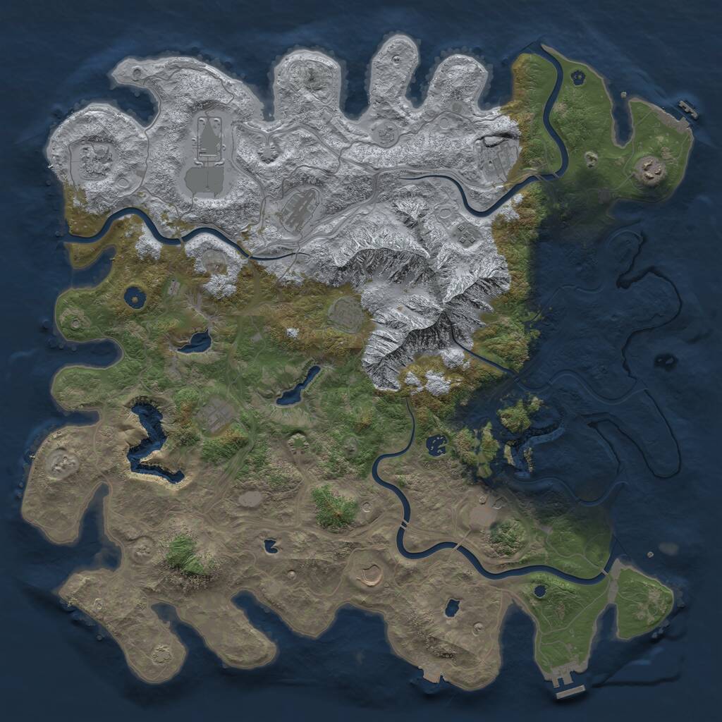 Rust Map: Procedural Map, Size: 5000, Seed: 1908463913, 17 Monuments
