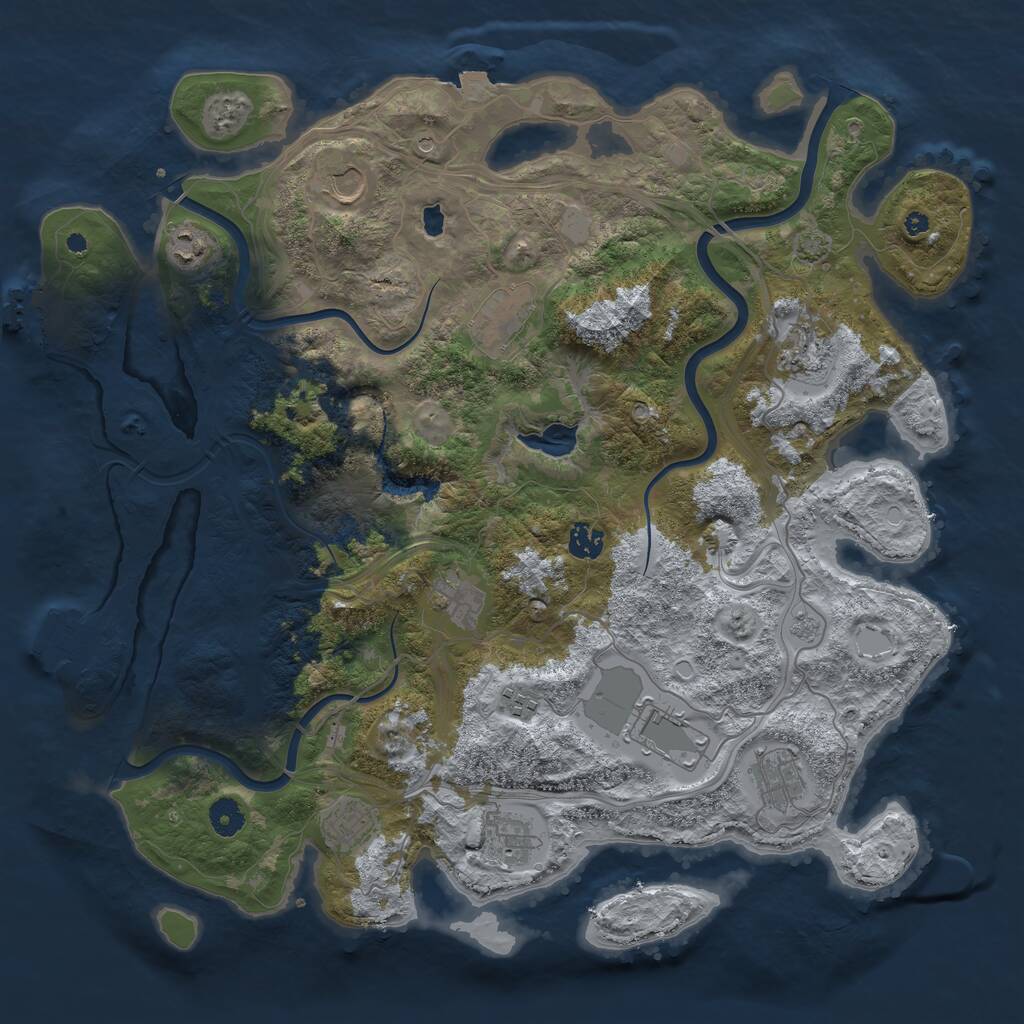 Rust Map: Procedural Map, Size: 4250, Seed: 1965494175, 17 Monuments