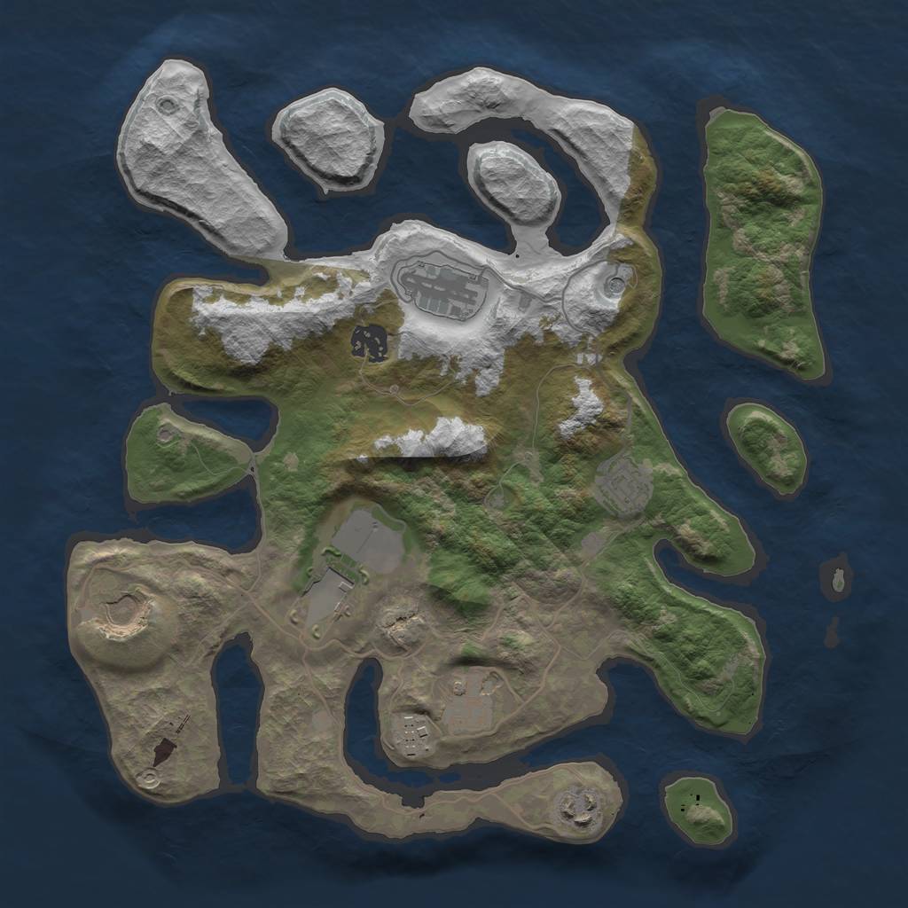 Rust Map: Barren, Size: 3500, Seed: 1922714464, 11 Monuments