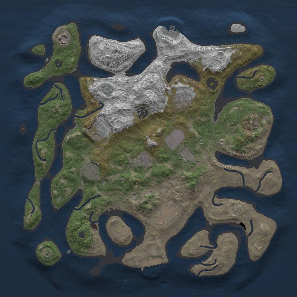 Rust Map: Procedural Map, Size: 3800, Seed: 916702, 21 Monuments