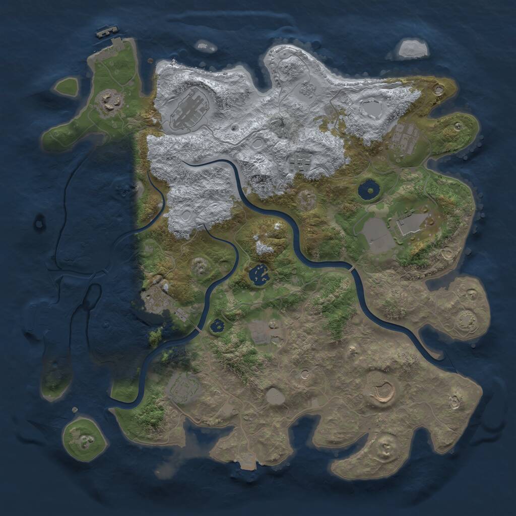 Rust Map: Procedural Map, Size: 3800, Seed: 916702, 16 Monuments